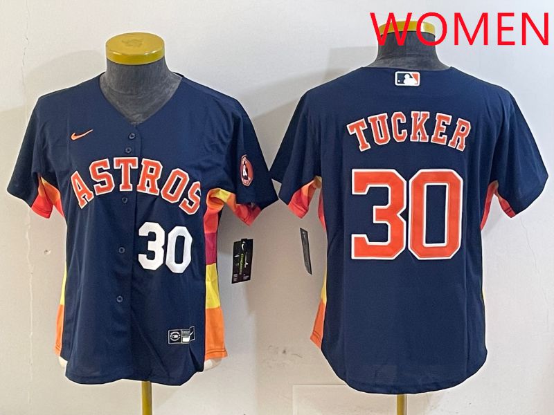 Women Houston Astros #30 Tucker Blue City Edition 2025 Nike MLB Jersey style 2->women mlb jersey->Women Jersey